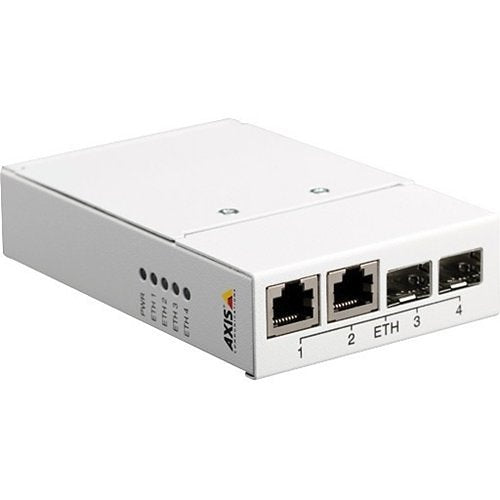 AXIS T8606 4-Port Ethernet to Optical Fiber Media Converter Switch, 24VDC, 10/100Mbps, White