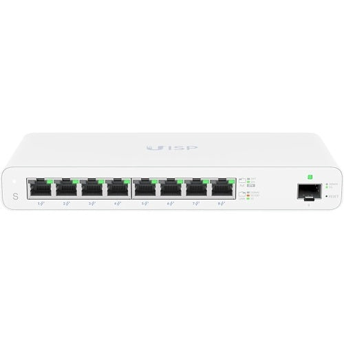 Ubiquiti UISP-S 8-Port UISP Switch, Layer 2, Gigabit PoE, White