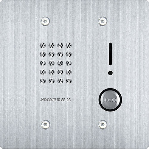 Aiphone IS-SS-2G IS Series 2-Gang Audio Door Station, Flush Mount, Vandal Resistant, Stainless-Steel Cover