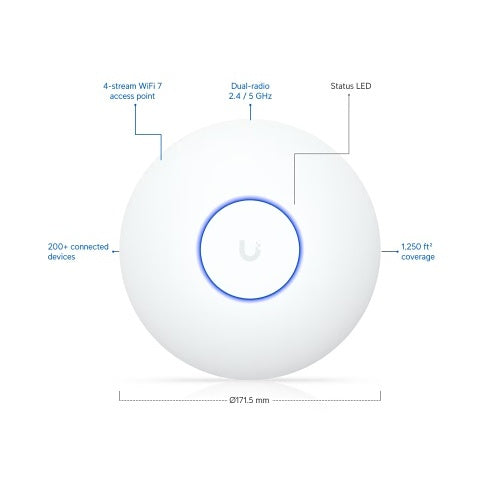 Ubiquiti U7 LITE Compact WiFi 7 Access Point, Ceiling-Mounted