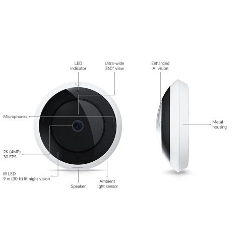 Ubiquiti UVC-AI-360-W Indoor / Outdoor 2K PoE Camera with Pan-Tilt-Zoom Functionality, White